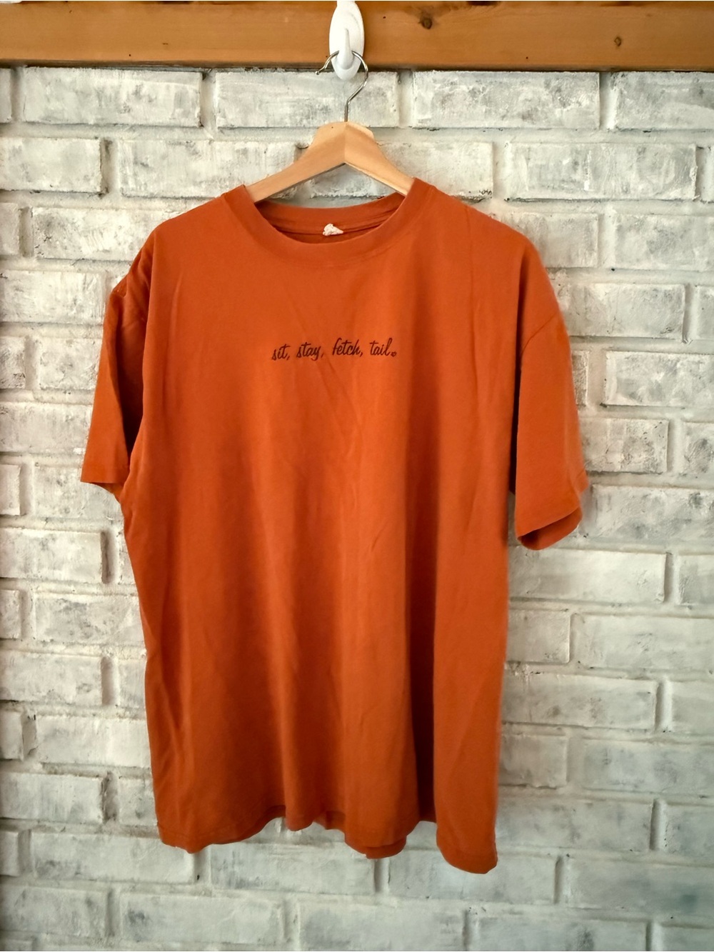 Vintage Anvil Rust Orange Short-Sleeve Tee with Script Chest Print